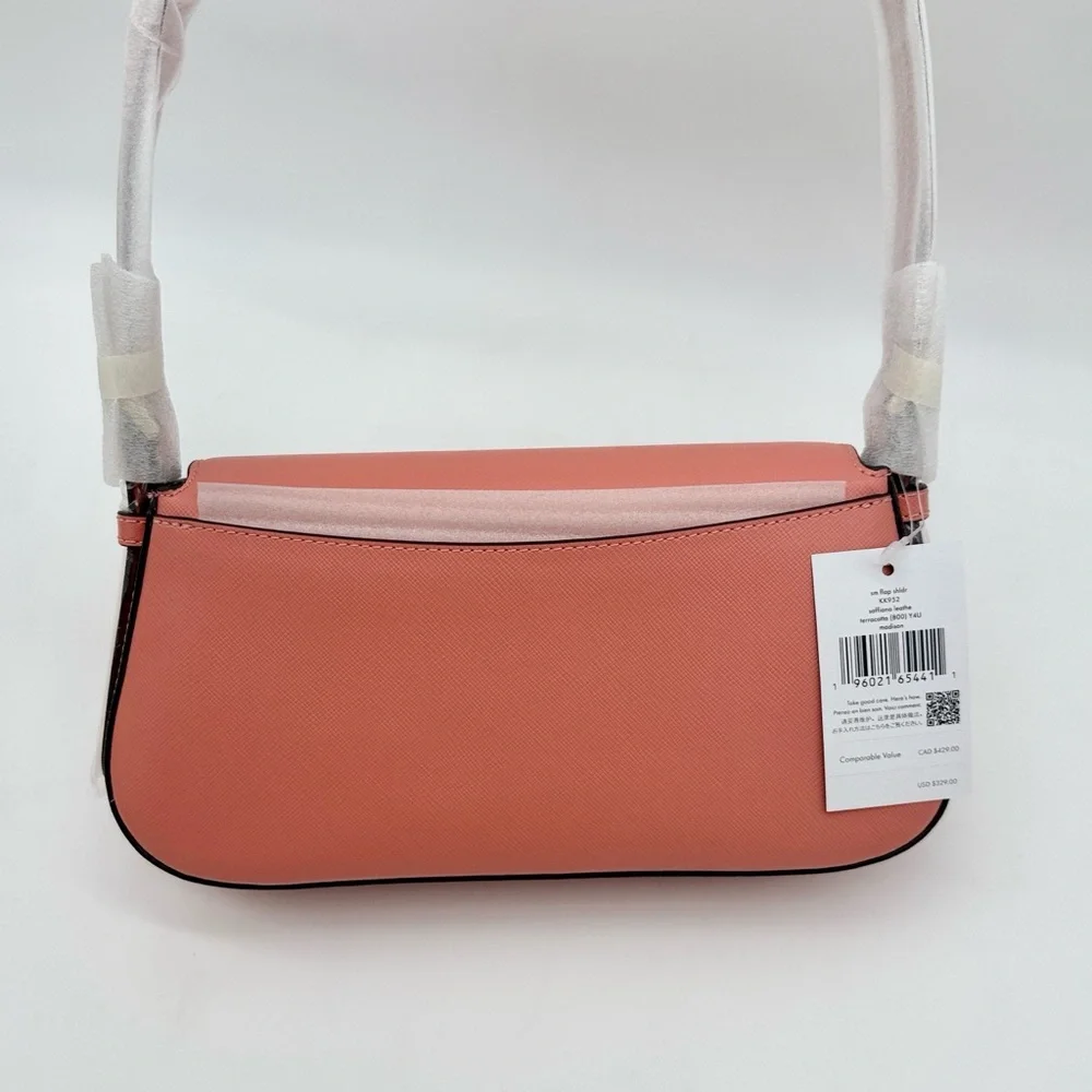 Kate Spade Madison Saffiano Leather Small Flap Shoulder Bag Terracotta